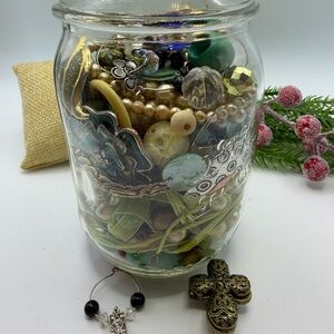 Vintage Gold and Black Jewelry Jar 🏺 with Pearls and Statement Pieces